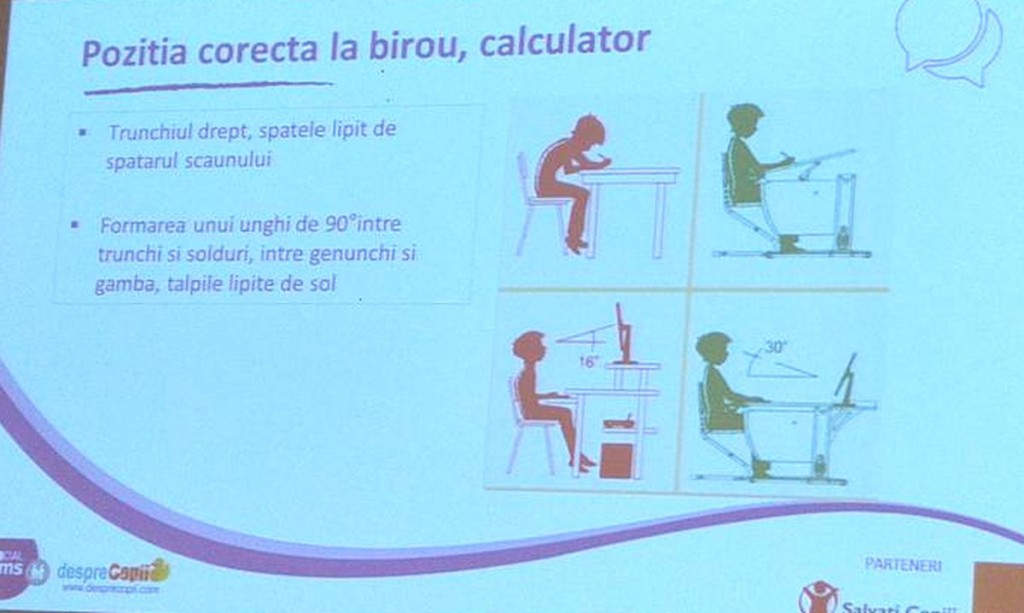 pozitia corecta copii birou